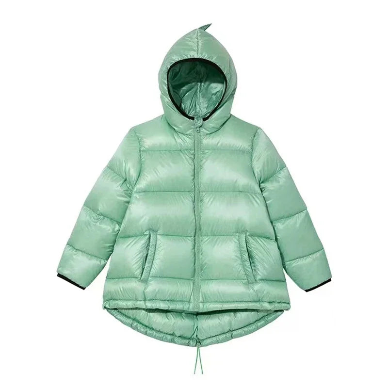 Kids Puffy Dinosaur Coat – Windproof, Waterproof, and Warm Down Jacket