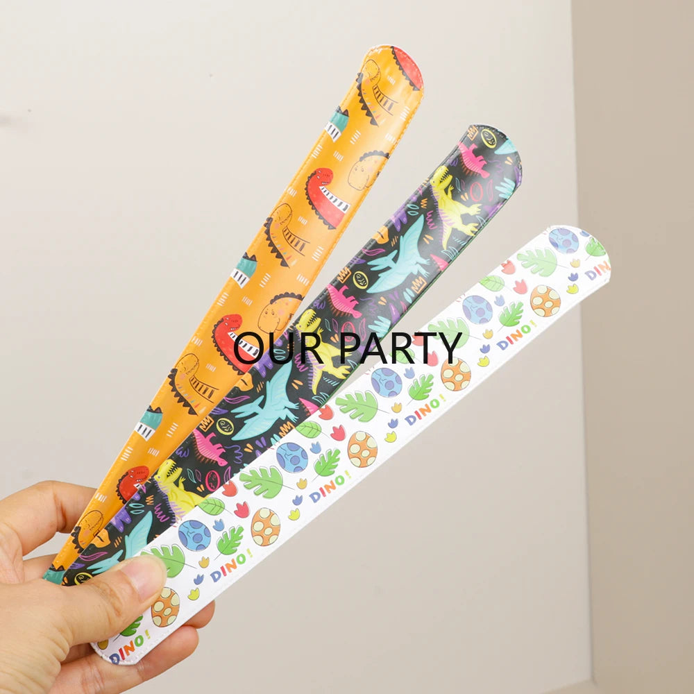 12Pcs Jungle Dinosaur Slap Bracelets