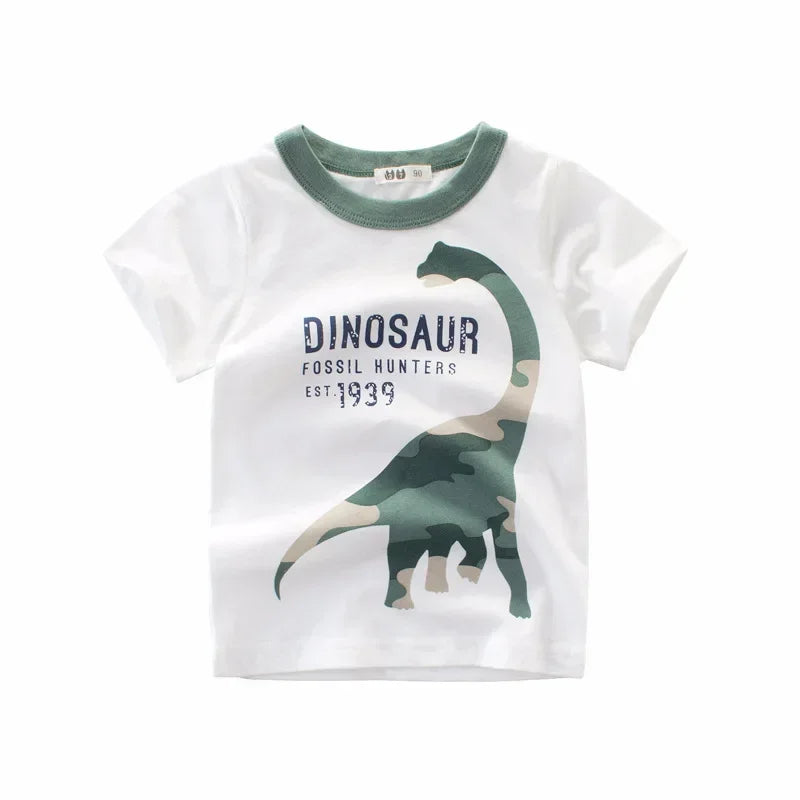 Dinosaur T-Shirts for young Boys, 2-9 Years, Cotton Summer Tees