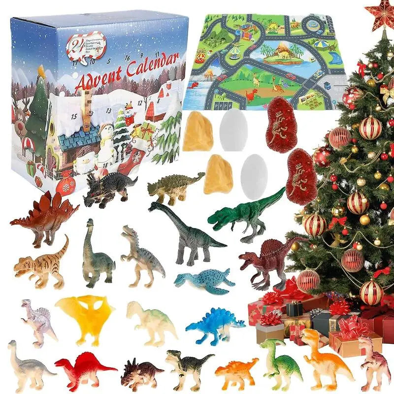 Advent calendar 2023 Christmas dinosaur scene Advent calendar, countdown to 24 dinosaur number toy set for Party