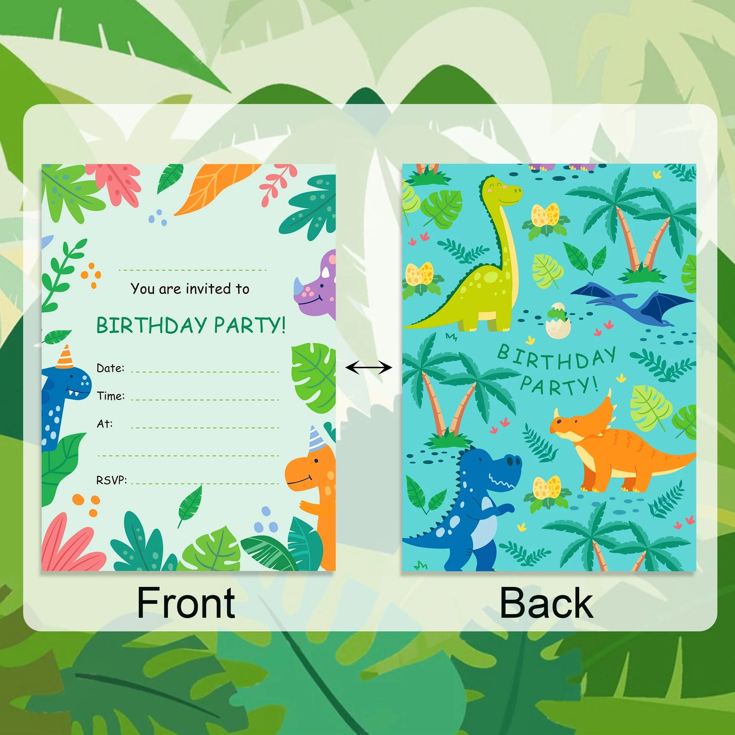 24pcs Cartoon Jungle Wild ONE Animals Dinosaur Theme Invitation Cards and Envelopes Baby Shower Birthday Party Wedding Supplies