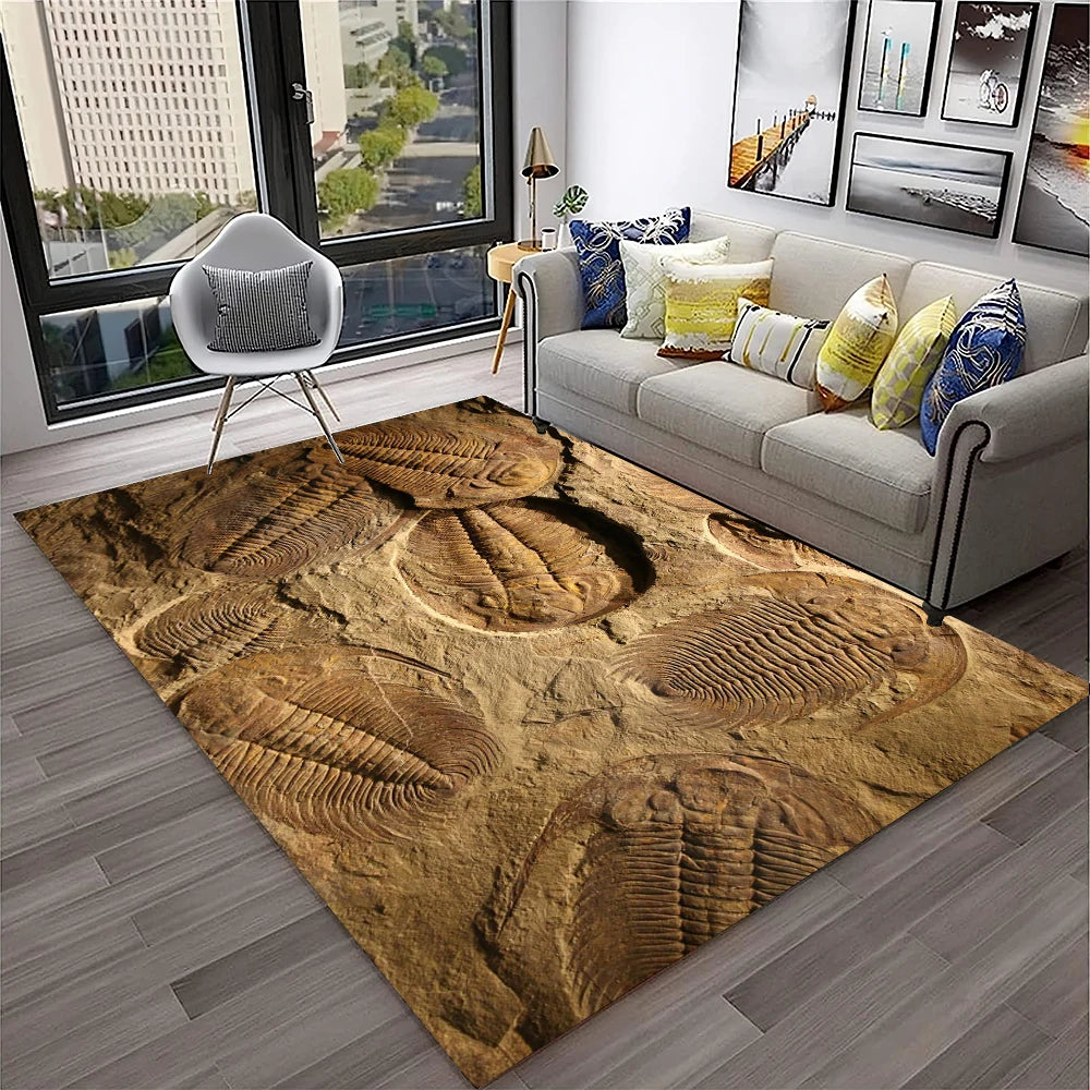 3D Dinosaur Fossil Carpet Rug for Living Room, Bedroom, Sofa, Kids Area