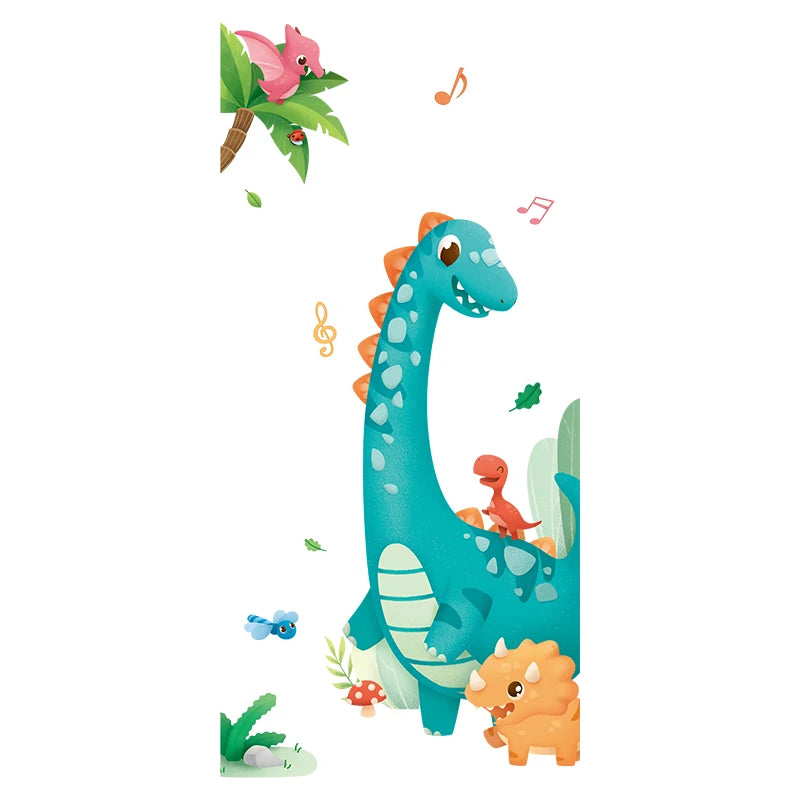 Large Cartoon Dinosaur Wall Stickers for Kids – Removable Nursery, Bedroom, and Bathroom Decor DIY Decals