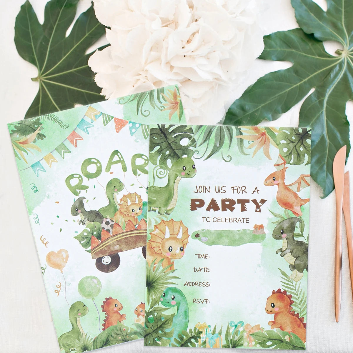 12pcs/lot Dinosaur Theme Happy Birthday Invitation Cards