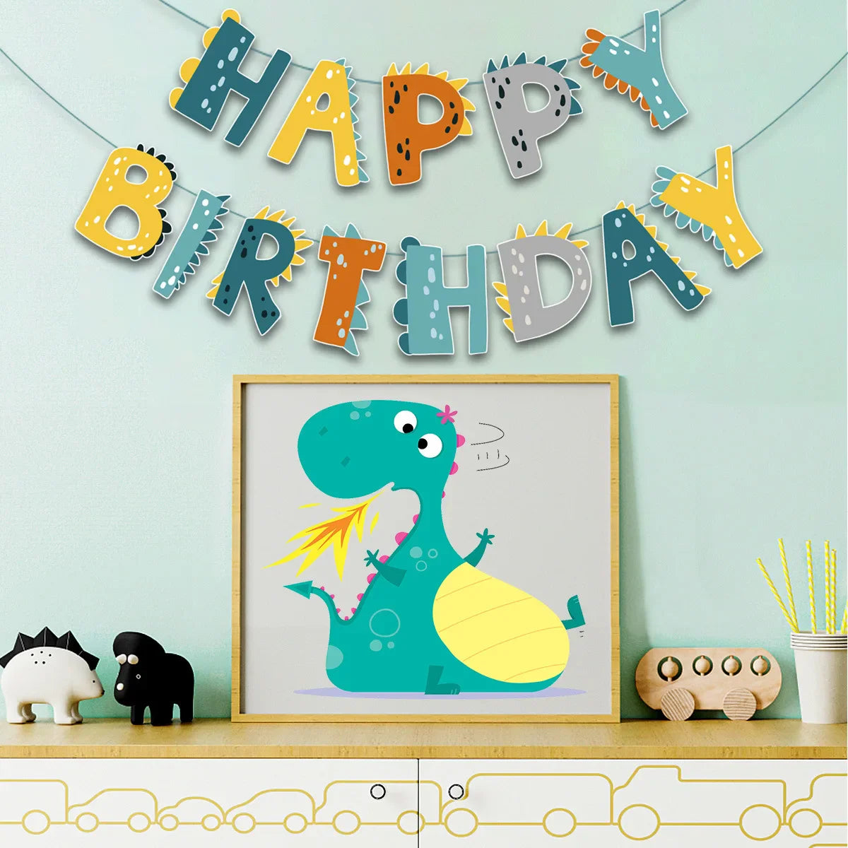 Dinosaur Themed Birthday Banner – Happy Birthday Party Decoration