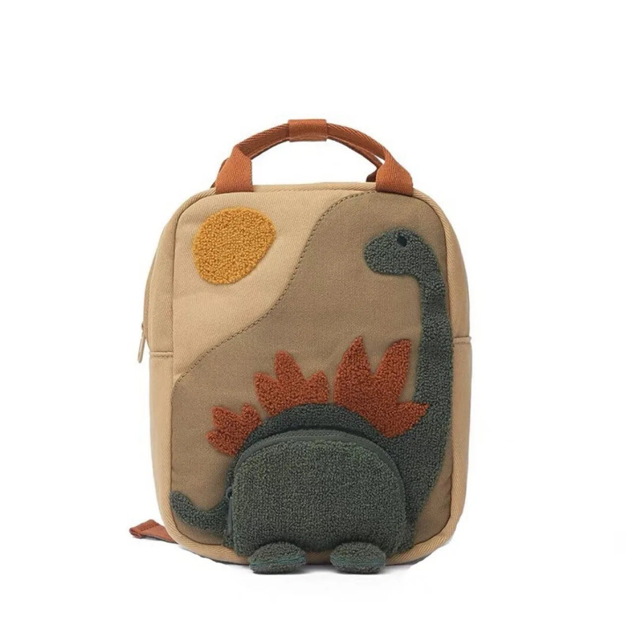 New Embroidery Sun Long Neck Small Dinosaur Backpack Hook Hair Embroidered Cartoon Canvas Kindergarten Children Backpack