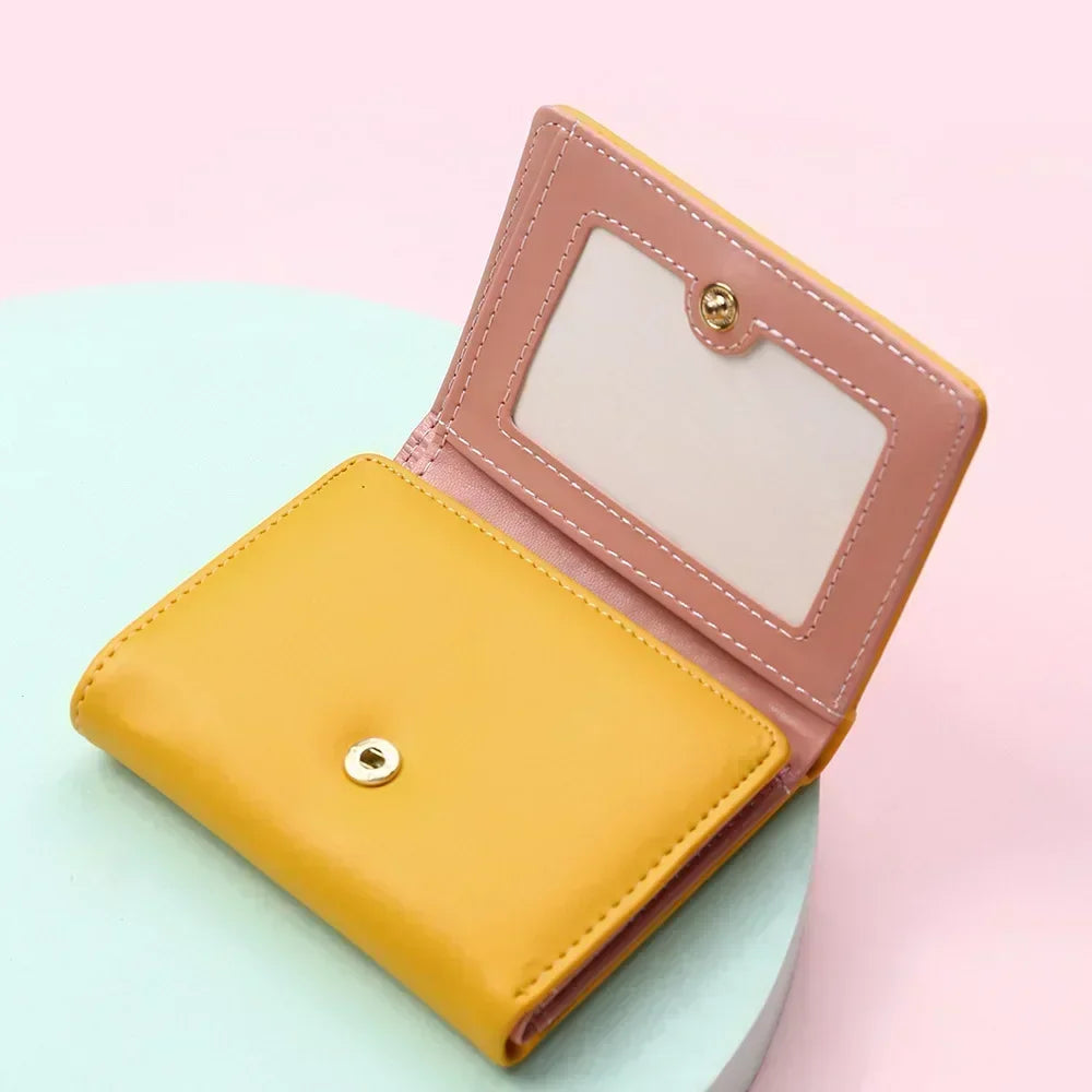 1PC Women Cute Small Dinosaur Wallet Buckle Folding Girl Wallet Brand Designed Pu Leather Coin Purse Female Card Holder