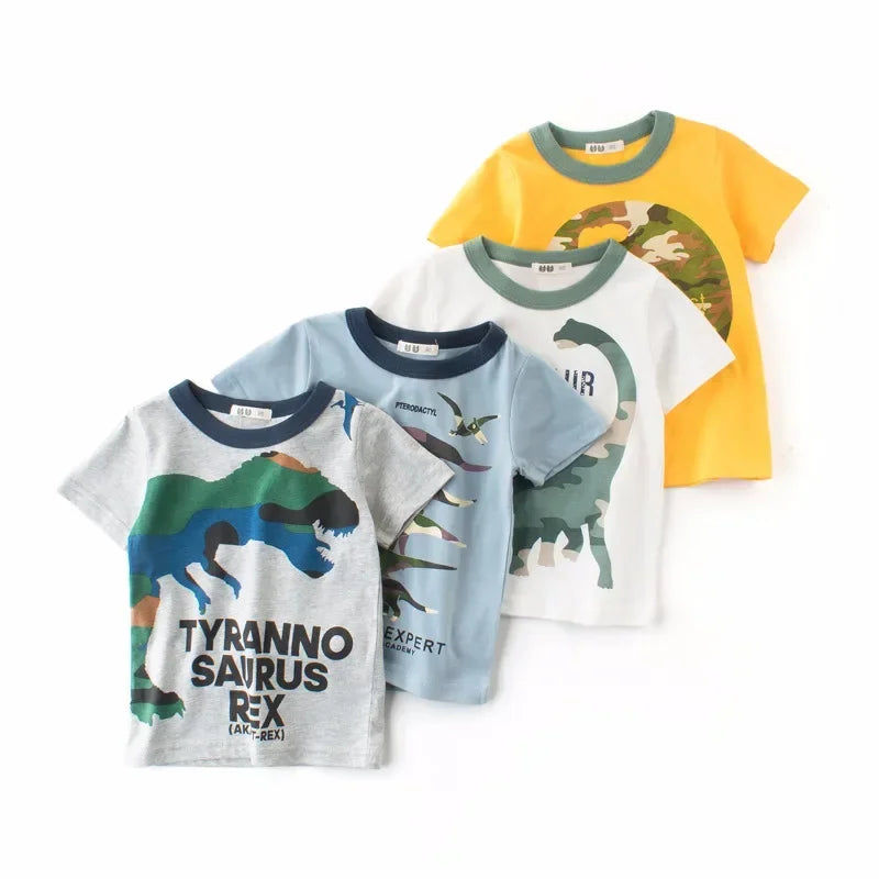 Dinosaur T-Shirts for young Boys, 2-9 Years, Cotton Summer Tees