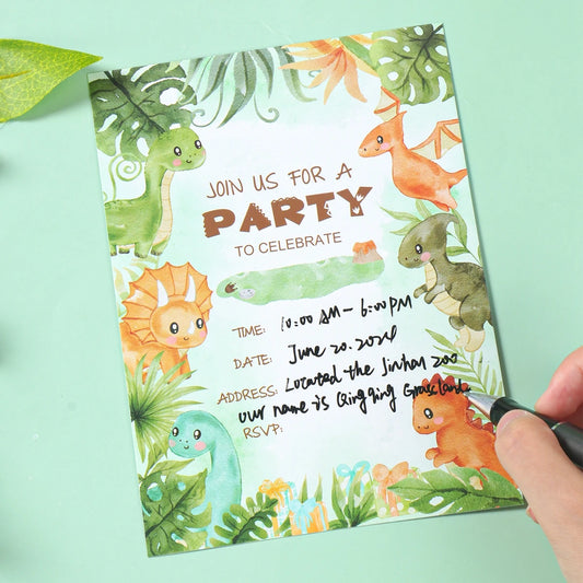 12pcs/lot Dinosaur Theme Happy Birthday Invitation Cards