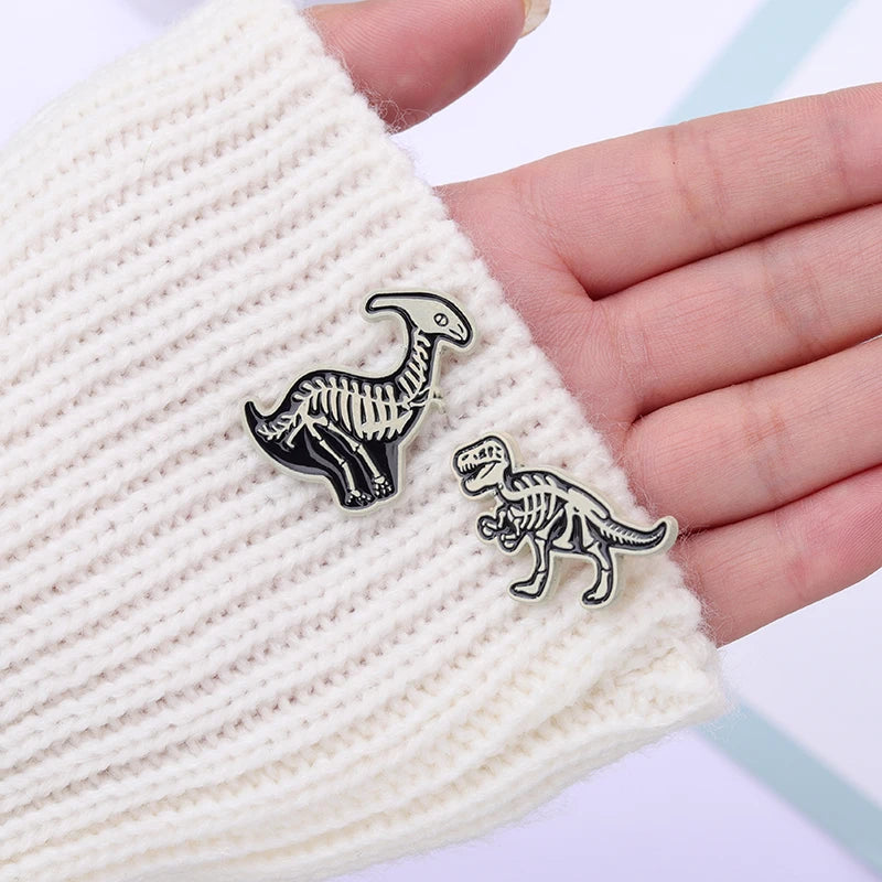 Custom Ancient Dinosaurs Enamel Pins Punk Gothic Brooch Lapel Badges Backpack Cartoon Animal Accessories Jewelry Gifts Wholesale