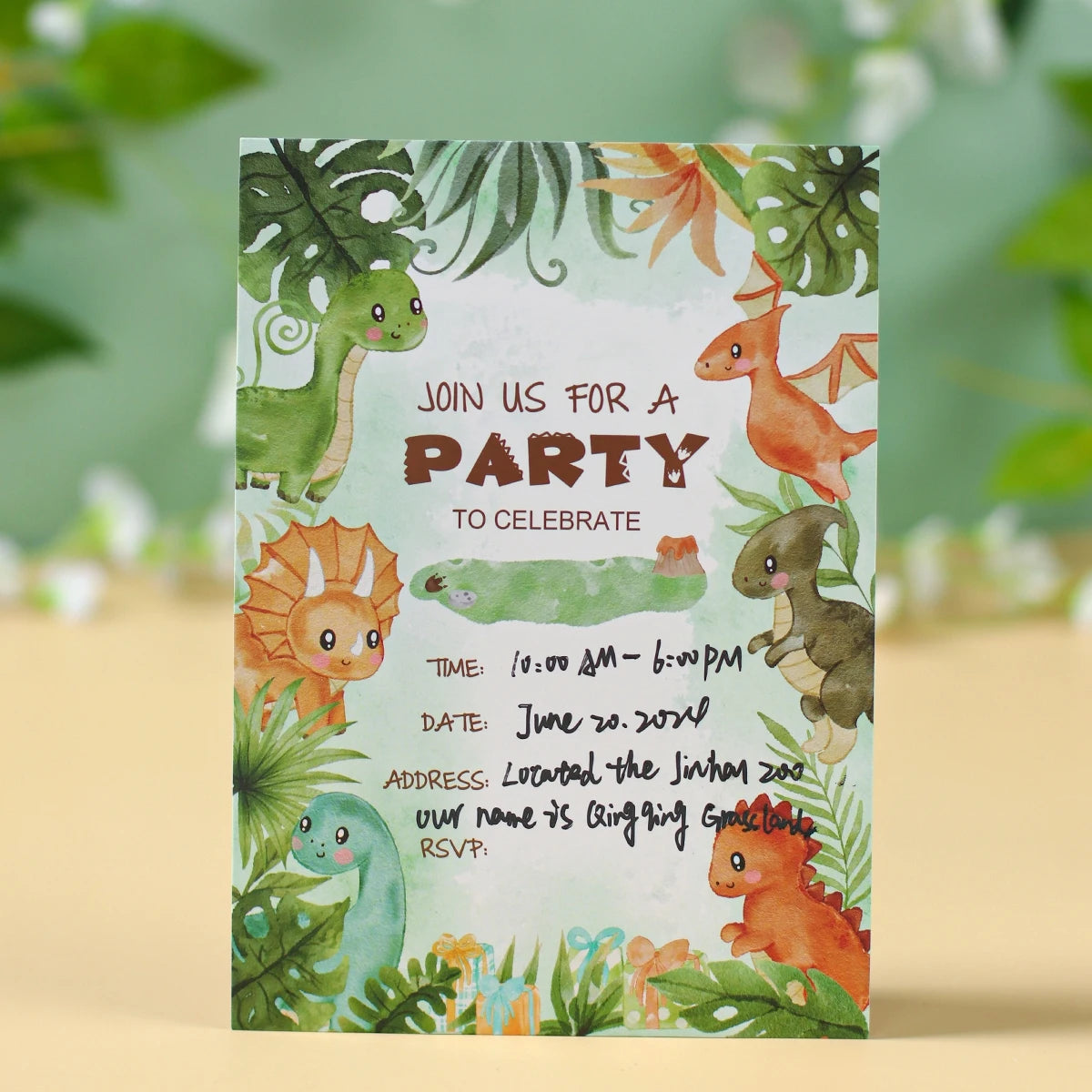 12pcs/lot Dinosaur Theme Happy Birthday Invitation Cards