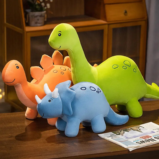 Colorful Dinosaur Plush Toys – Triceratops, Brachiosaurus & Stegosaurus