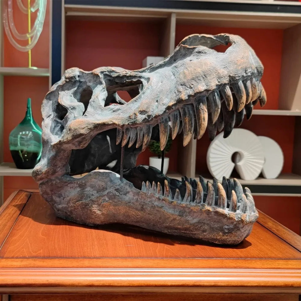 Giant 20" Tyrannosaurus Rex Skull Wall-Mounted Resin Fossil Statue