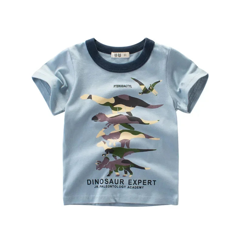 Dinosaur T-Shirts for young Boys, 2-9 Years, Cotton Summer Tees