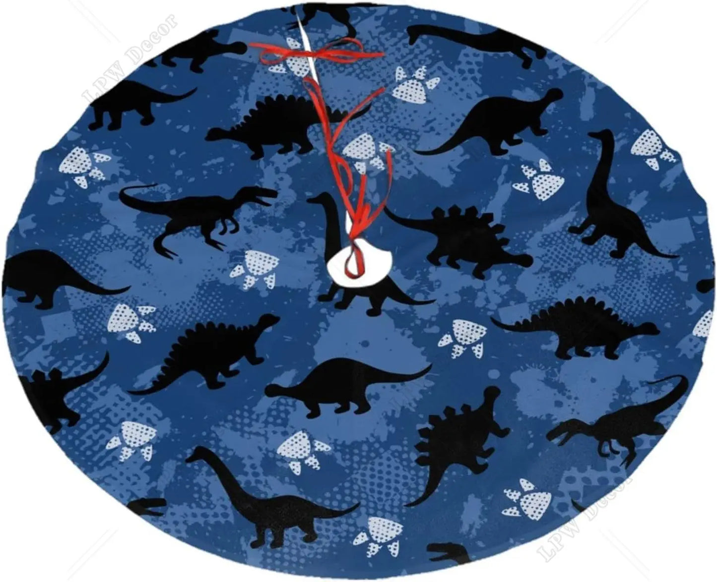 Christmas Tree Skirt 48 Inches Dinosaur Xmas Tree Skirt Farmhouse Christmas Decorations Tree Mat for Holiday Party Decor