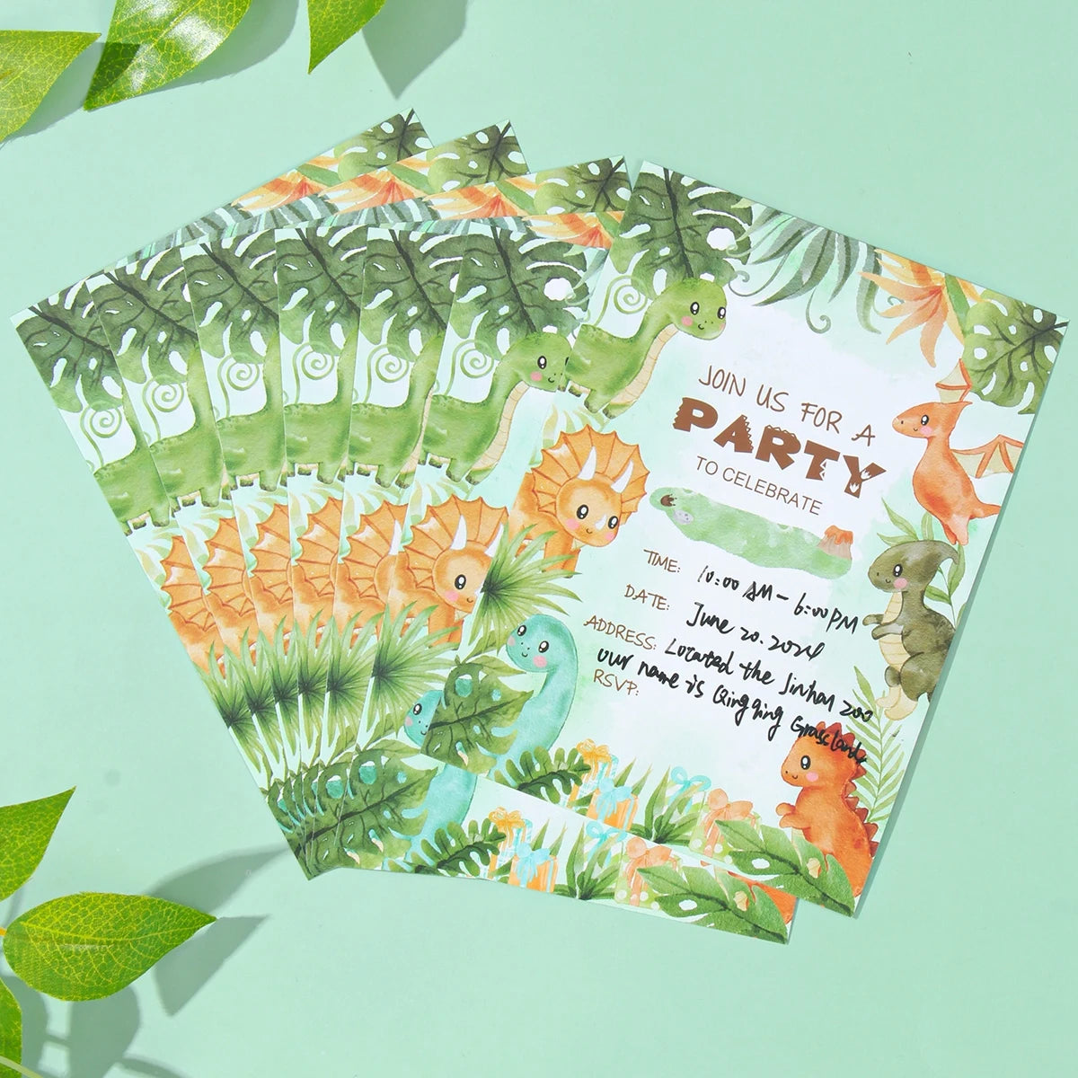 12pcs/lot Dinosaur Theme Happy Birthday Invitation Cards