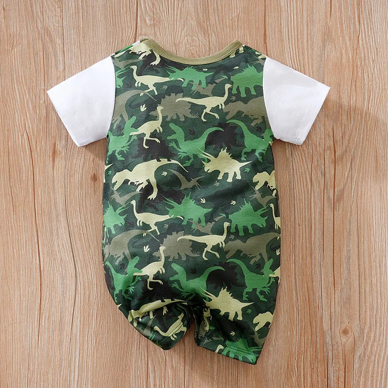 0-18M Baby Bodysuit – Soft & Comfy Dinosaur Print Summer Outfit