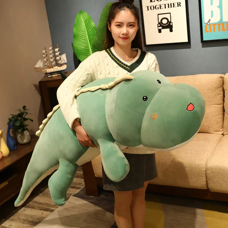 Cuddly Big Dinosaur Plush – Soft Dino Toy in Blue, Green, and Pink