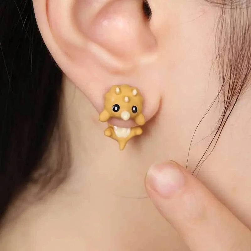 New Cute Cartoon Dinosaur Polymer Clay Stud Earrings 2023 Fashion Creative Design Personality Animal Women Earrings Wholesale