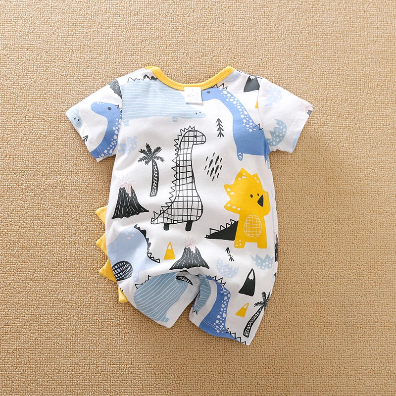 Short-Sleeve Dinosaur Print Baby Clothes – Cool & Comfortable for Newborns (0-18 Months)