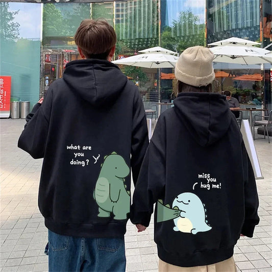 Couples Dinosaur Print Hoodie