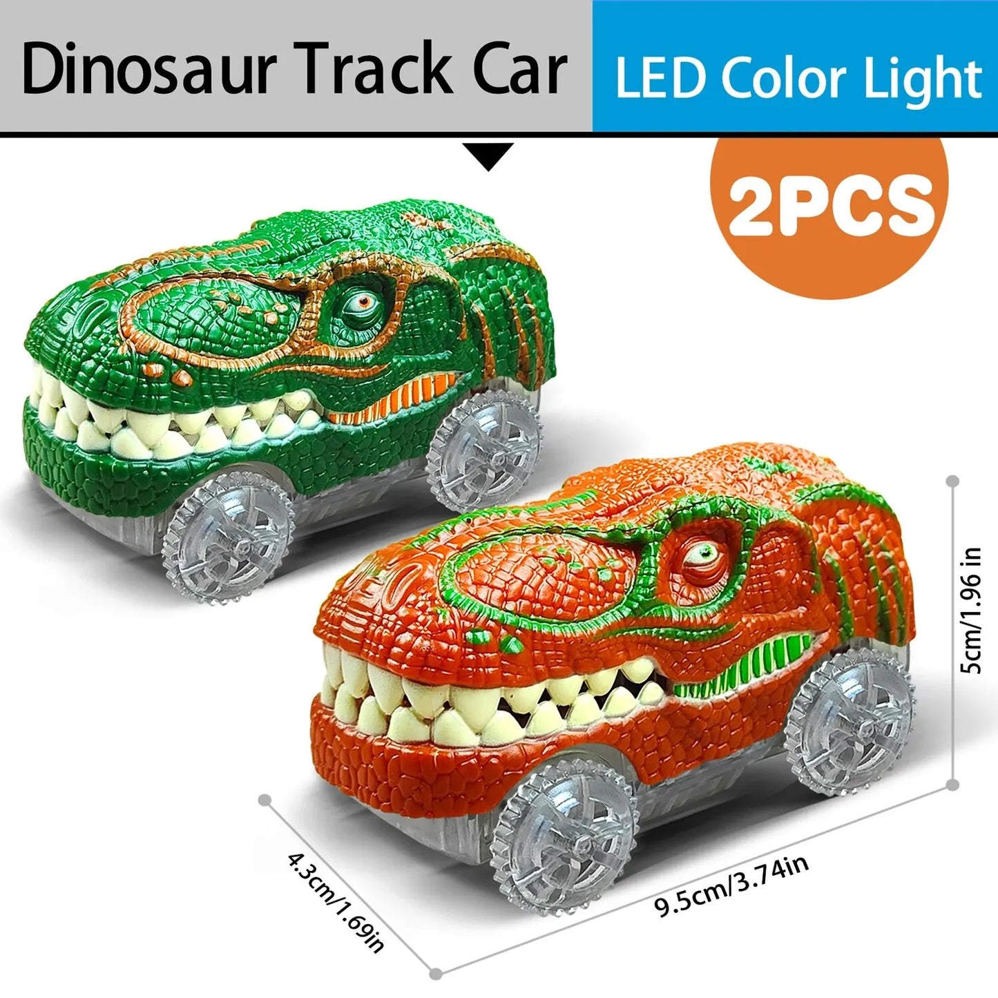 Electric Dinosaur Car Track Set – Flexible Railway with Flashing Lights