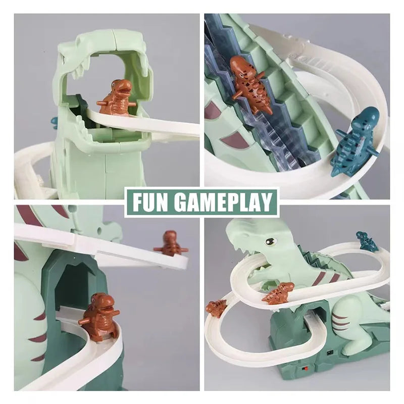 Toddler Dinosaur Climbing Slide & Race Track Toy Set