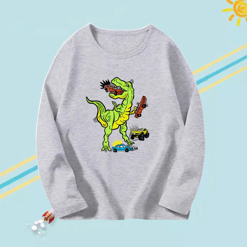 Dinosaur Long Sleeve T-shirt - Cotton Tyrannosaurus Rex Tee for Kids