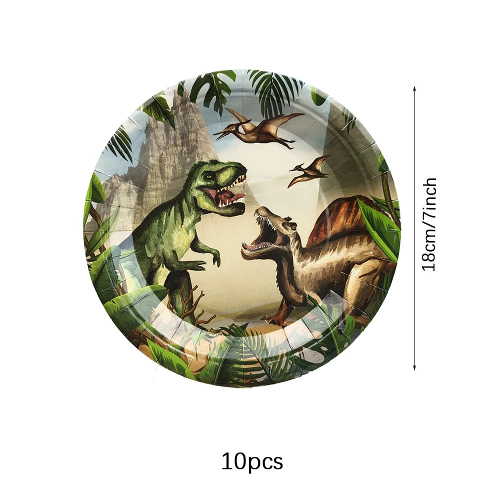 Dinosaur Disposable Tableware Dinosaur Theme Paper Plate Cup Birthday Party Decorations Safari Jungle Party Supplies Baby Shower