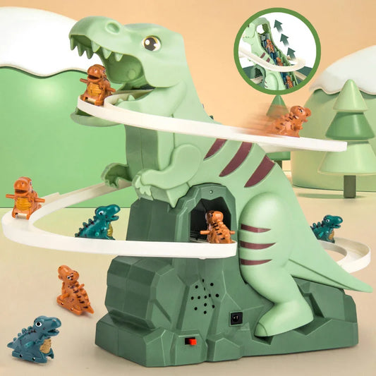 Toddler Dinosaur Climbing Slide & Race Track Toy Set