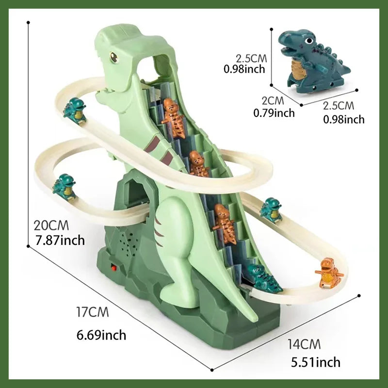 Toddler Dinosaur Climbing Slide & Race Track Toy Set