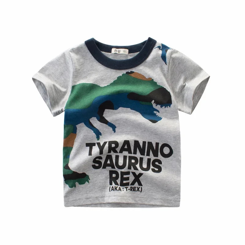 Dinosaur T-Shirts for young Boys, 2-9 Years, Cotton Summer Tees