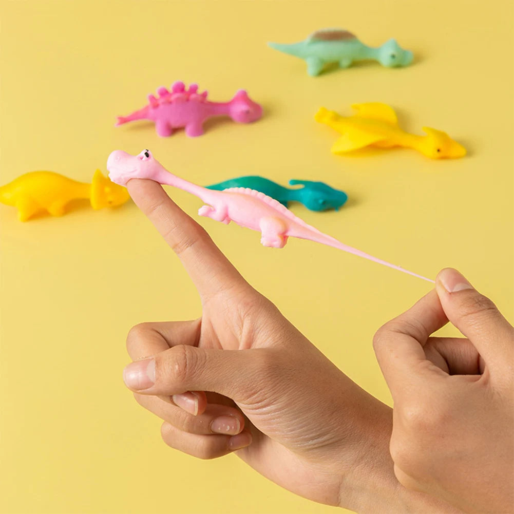 20-1pcs Creative Finger Dinosaur Toys Slingshot Sticky Wall Toys For Adults And Kids Fun Games Decompression Toy Stress Relief