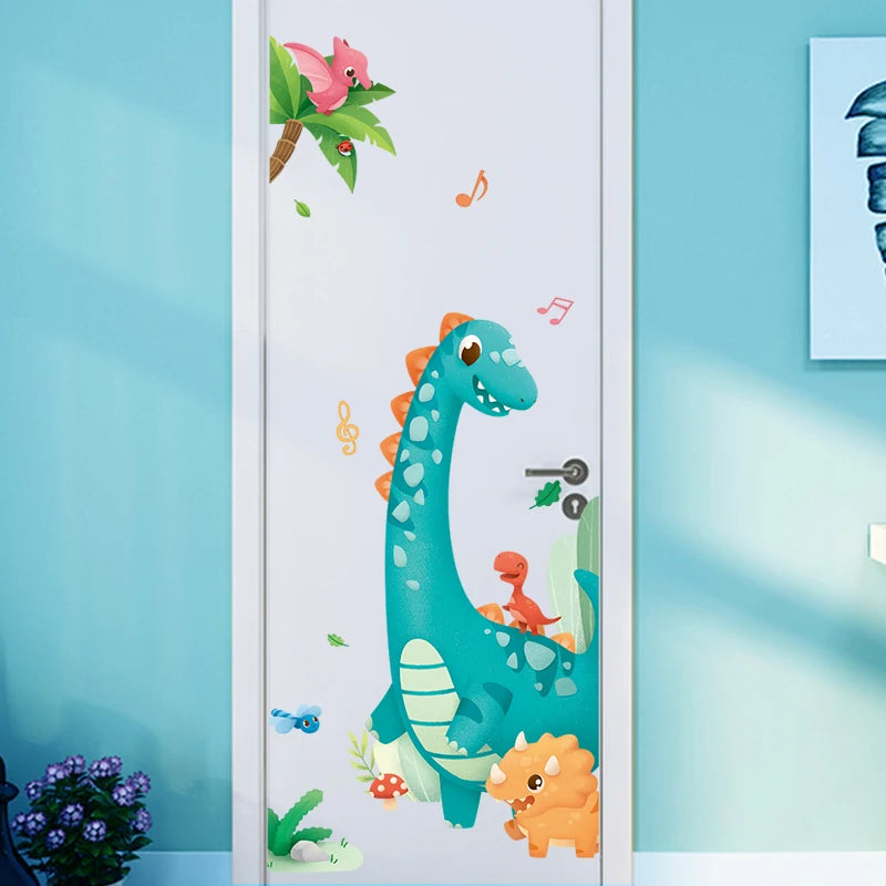 Large Cartoon Dinosaur Wall Stickers for Kids – Removable Nursery, Bedroom, and Bathroom Decor DIY Decals