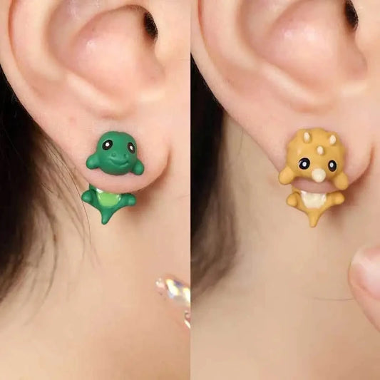 New Cute Cartoon Dinosaur Polymer Clay Stud Earrings 2023 Fashion Creative Design Personality Animal Women Earrings Wholesale