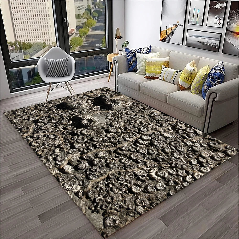 3D Dinosaur Fossil Carpet Rug for Living Room, Bedroom, Sofa, Kids Area