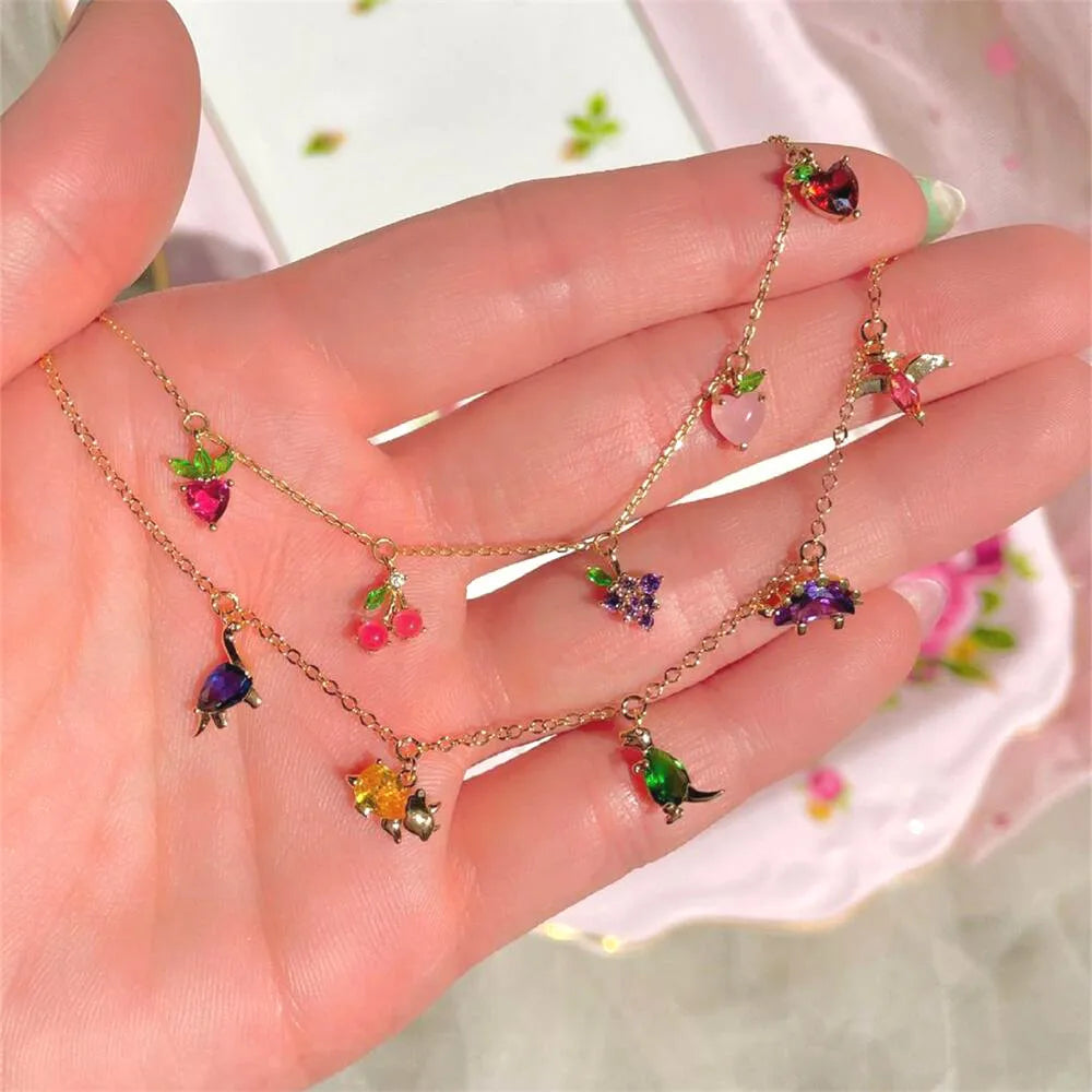 Ins Cute Small Colorful Zircon Dinosaur Pendant Bracelet For Women Girls Fashion Jewelry Statement Gifts