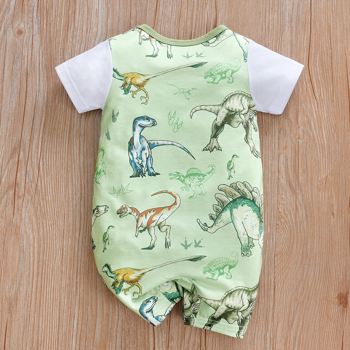 Newborn Dinosaur Print Baby Romper – Short Sleeve Summer Bodysuit for Infants (0-12M)