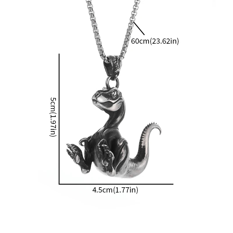 Fashionable Big Mouth Crocodile Dinosaur Animal Pendant Necklace Men's Punk Hip Hop Trendy Jewelry Boy Gift