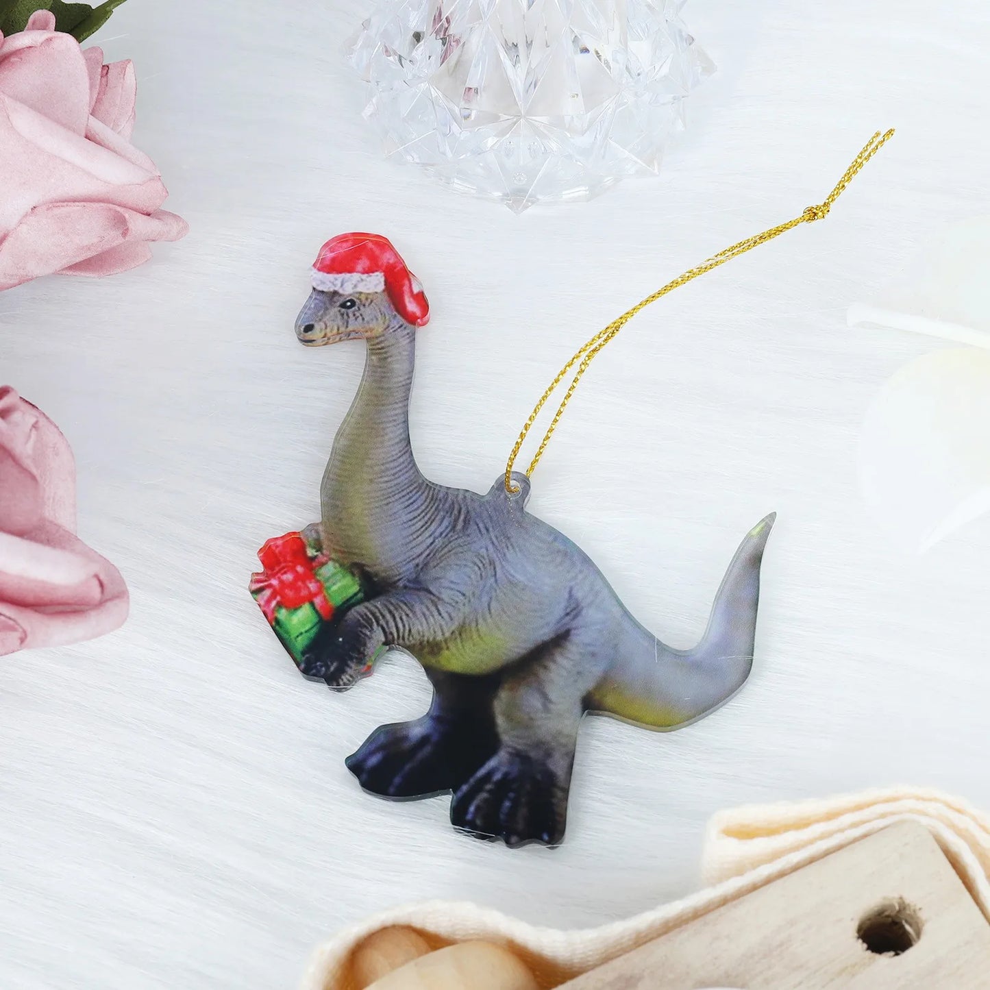 Dinosaur Christmas Acrylic Christmas Tree Ornament 2024 Merry Christmas Dinosaur Pendant New Year Home Decoration 2d