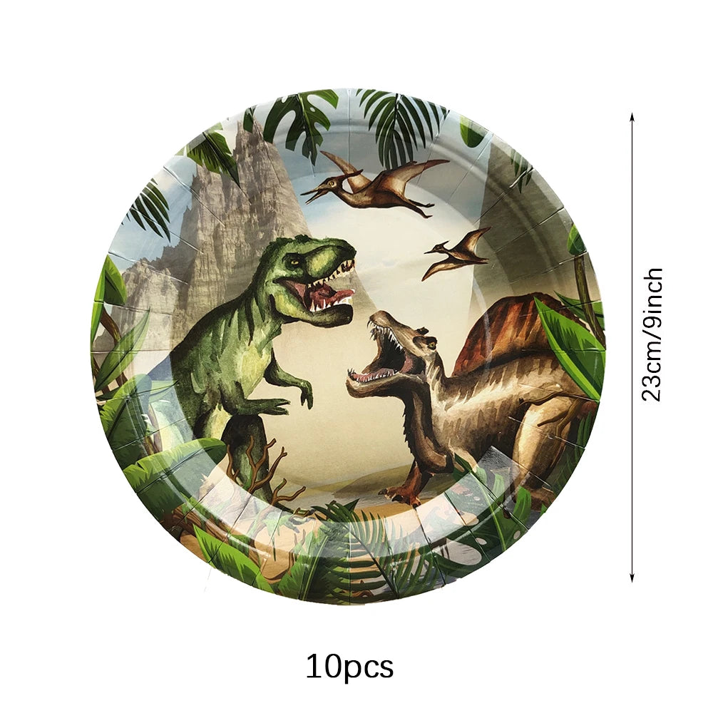 Dinosaur Disposable Tableware Dinosaur Theme Paper Plate Cup Birthday Party Decorations Safari Jungle Party Supplies Baby Shower