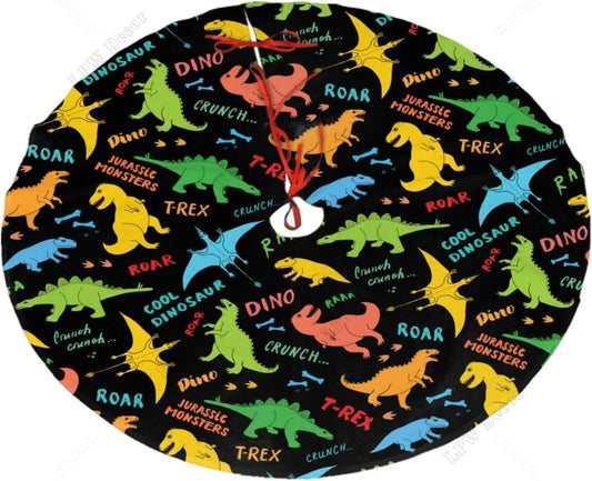 Tree Skirt Cute Cartoon Dinosaurs Dino Christmas Tree mat for Holiday Party Decorations