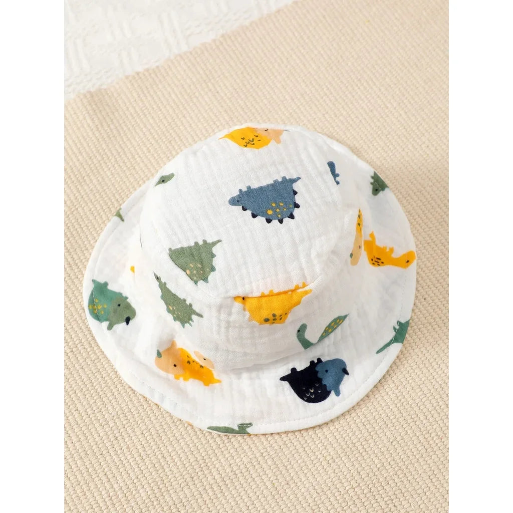 2PCS Clothing Set Newborn Baby Boy Dinosaur Print Sleeveless Bodysuit+Hat Cute Style Summer Photograph Outfit for 0-9 Months