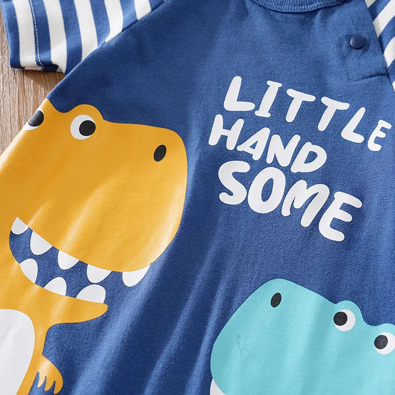 Summer Kids Cartoon Dinosaur Print Cotton Bodysuit