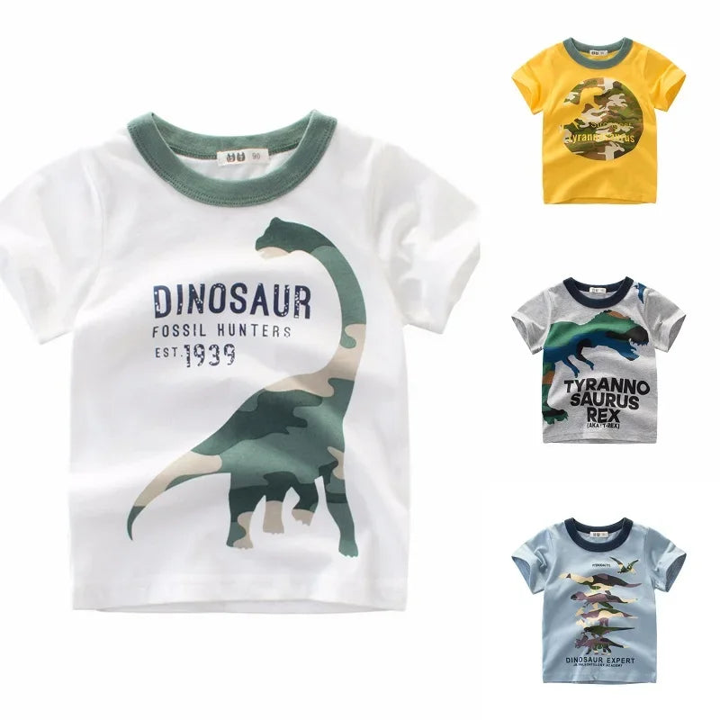 Dinosaur T-Shirts for young Boys, 2-9 Years, Cotton Summer Tees