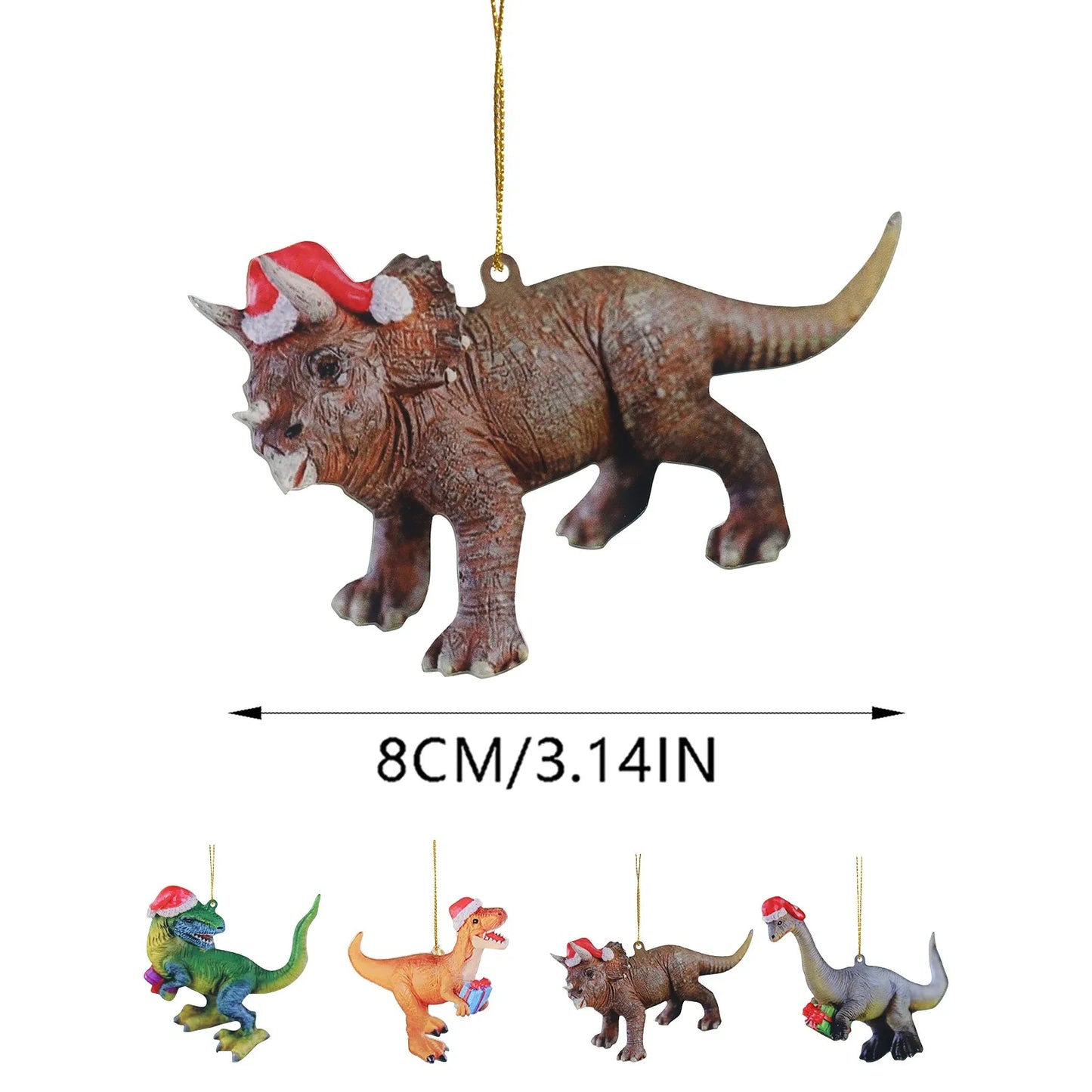 Dinosaur Christmas Acrylic Christmas Tree Ornament 2024 Merry Christmas Dinosaur Pendant New Year Home Decoration 2d