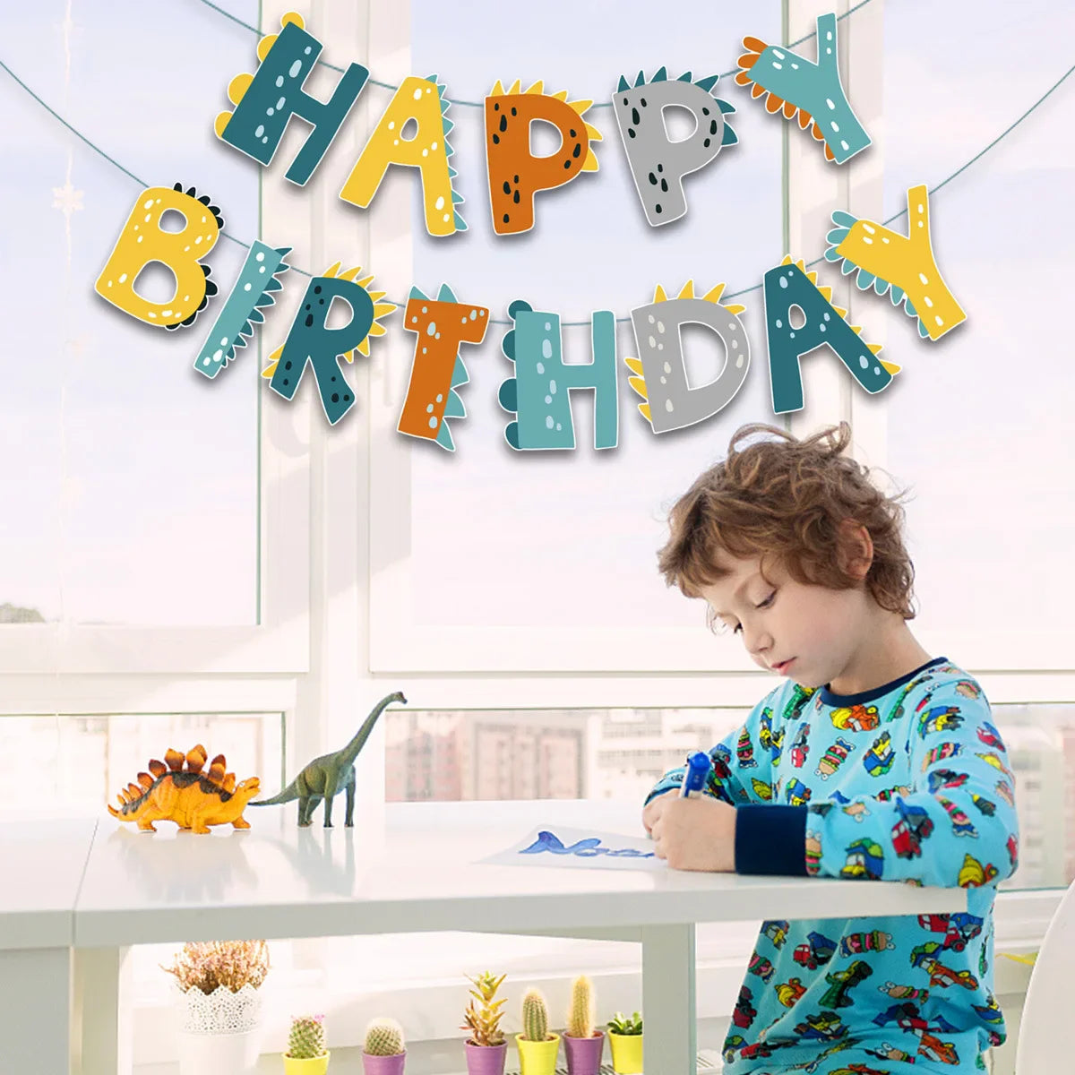 Dinosaur Themed Birthday Banner – Happy Birthday Party Decoration