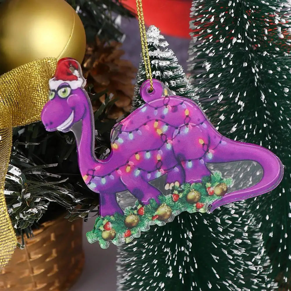 2D Christmas Tree Dinosaur Pendant Cartoon Acrylic Christmas Dinosaur Hanging Ornaments Hanging Decorative