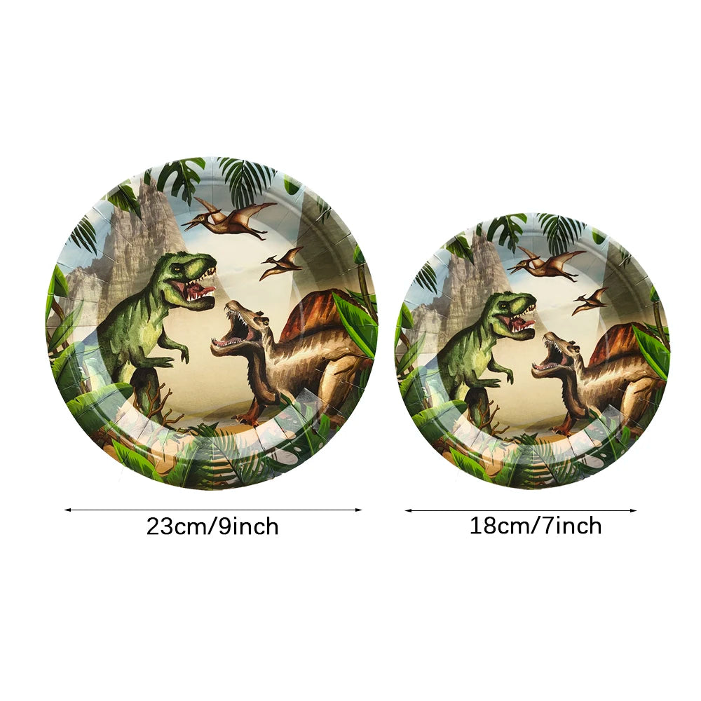 Dinosaur Disposable Tableware Dinosaur Theme Paper Plate Cup Birthday Party Decorations Safari Jungle Party Supplies Baby Shower