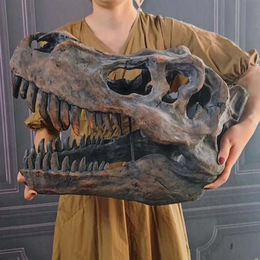 Giant 20" Tyrannosaurus Rex Skull Wall-Mounted Resin Fossil Statue